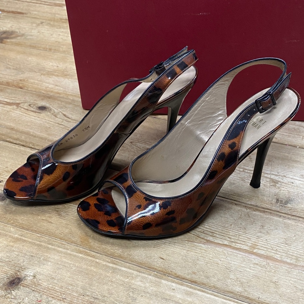 Stuart Weitzman Animal Print Slingback Heels